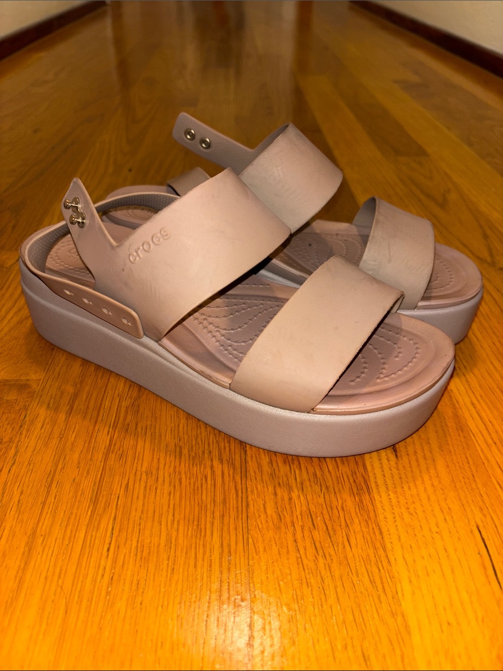 CROCS Women’s Taupe Brooklyn Wedge Sandals